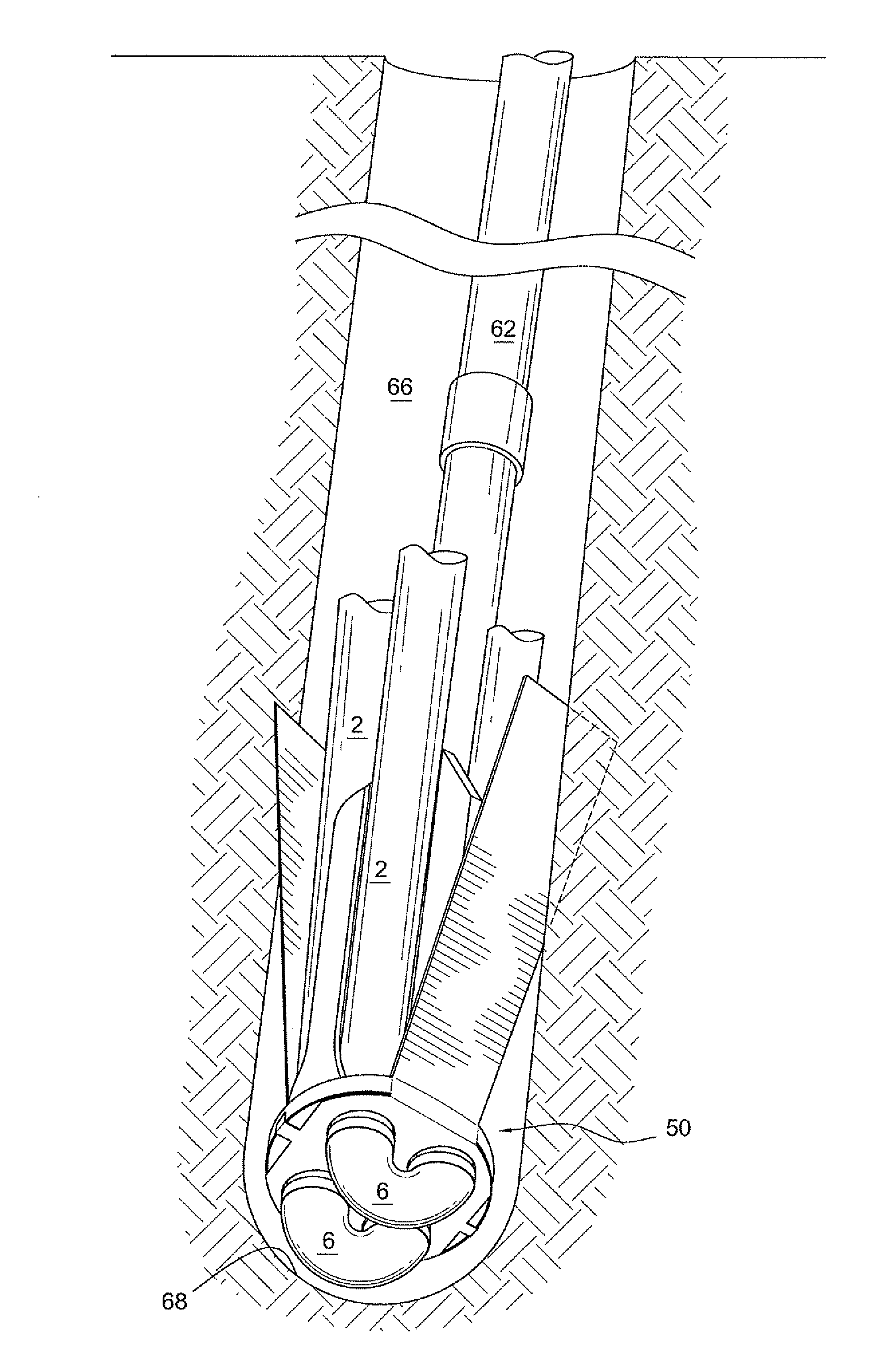 Method of installing geothermal heat pump system and device for installation