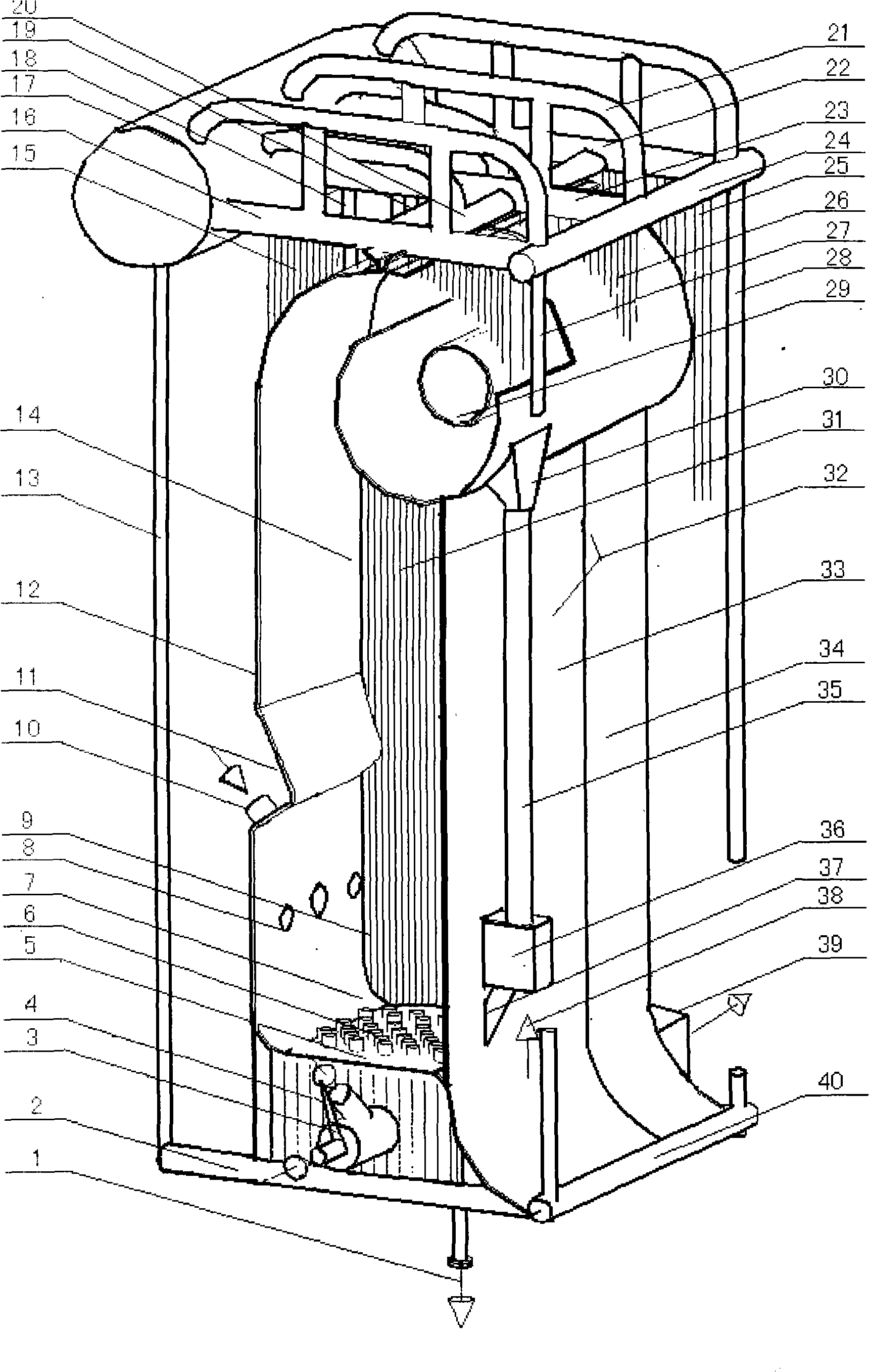 Inclined porch-free corner-tube full film-type wall-circulating fluidized bed boiler