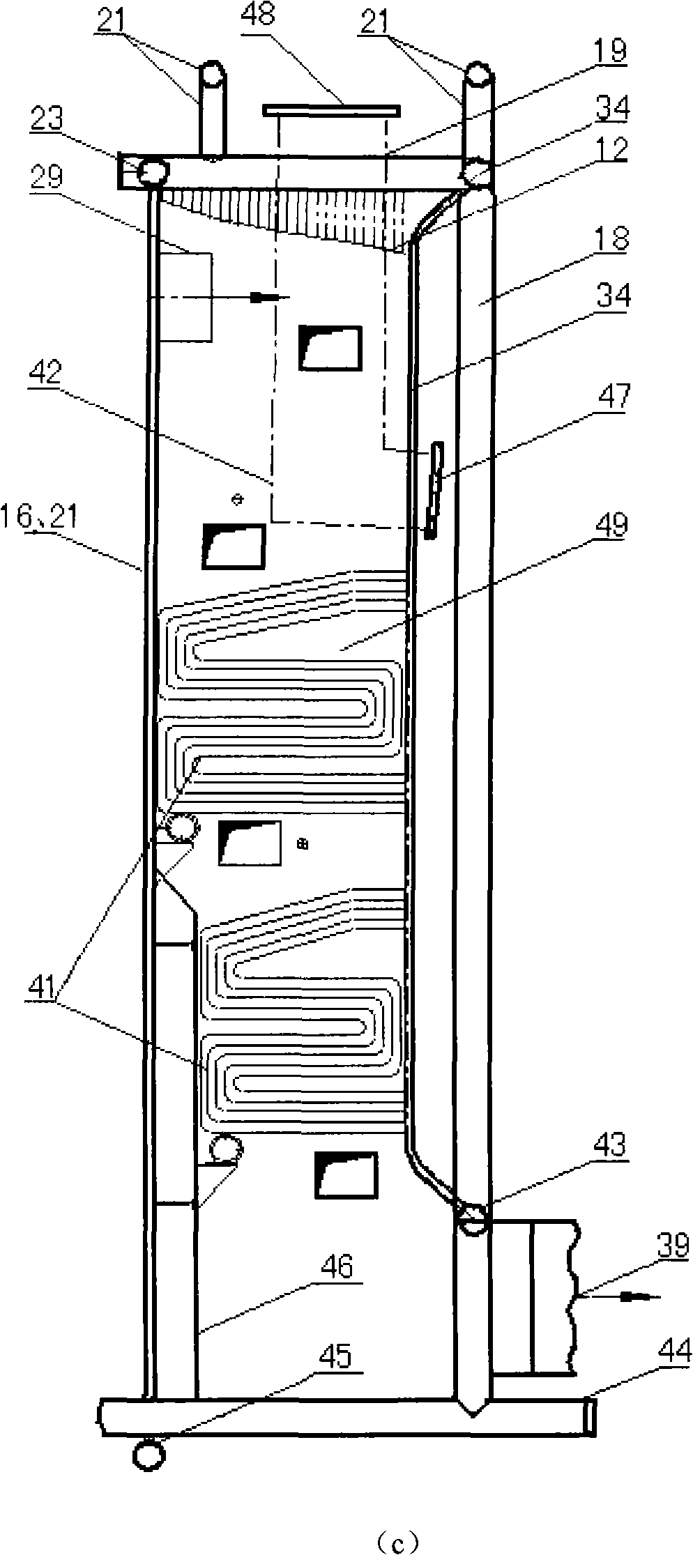 Inclined porch-free corner-tube full film-type wall-circulating fluidized bed boiler