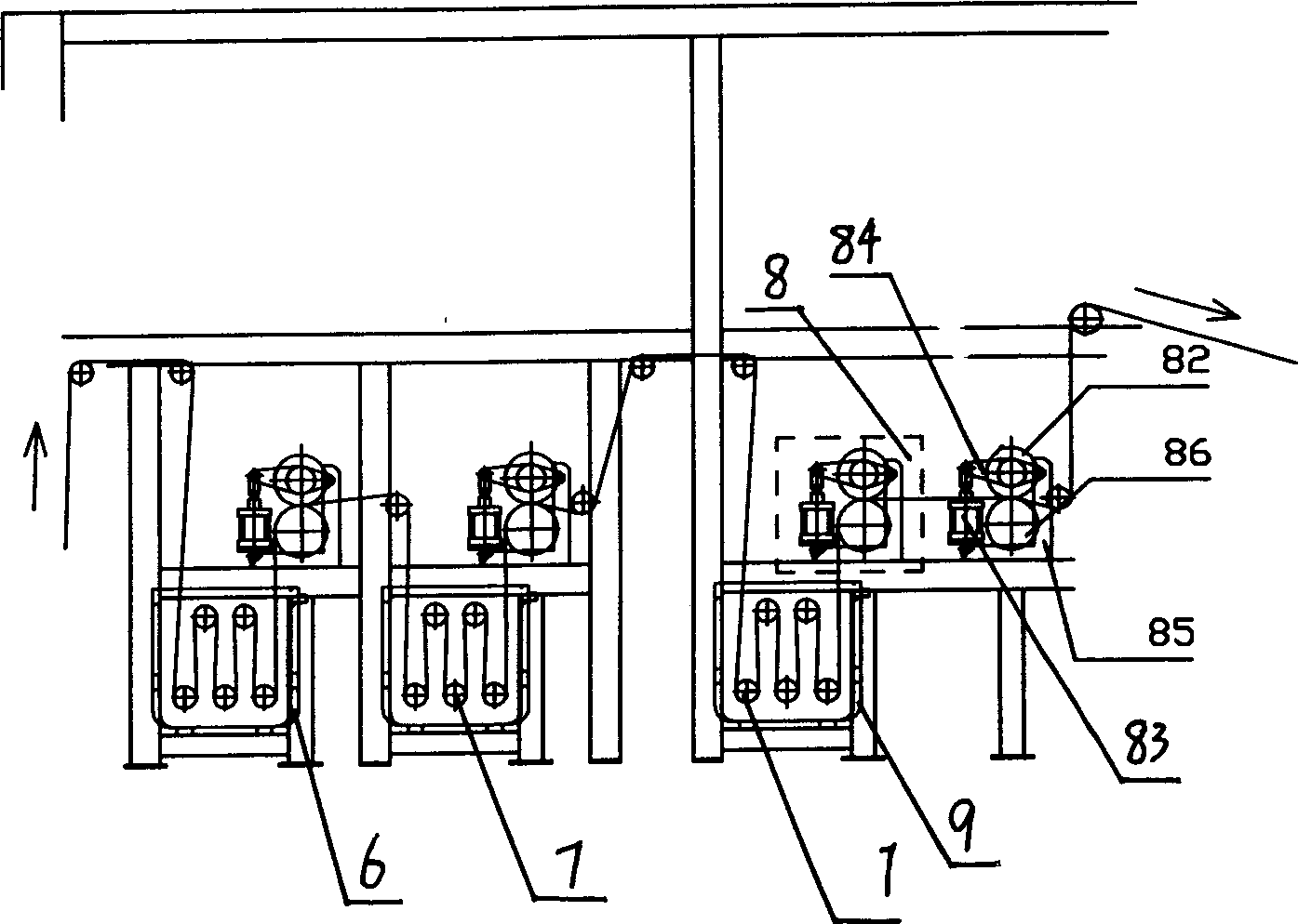 Warp dyeing and multi-shaft winding process, warp dyeing and multi-shaft winding machine