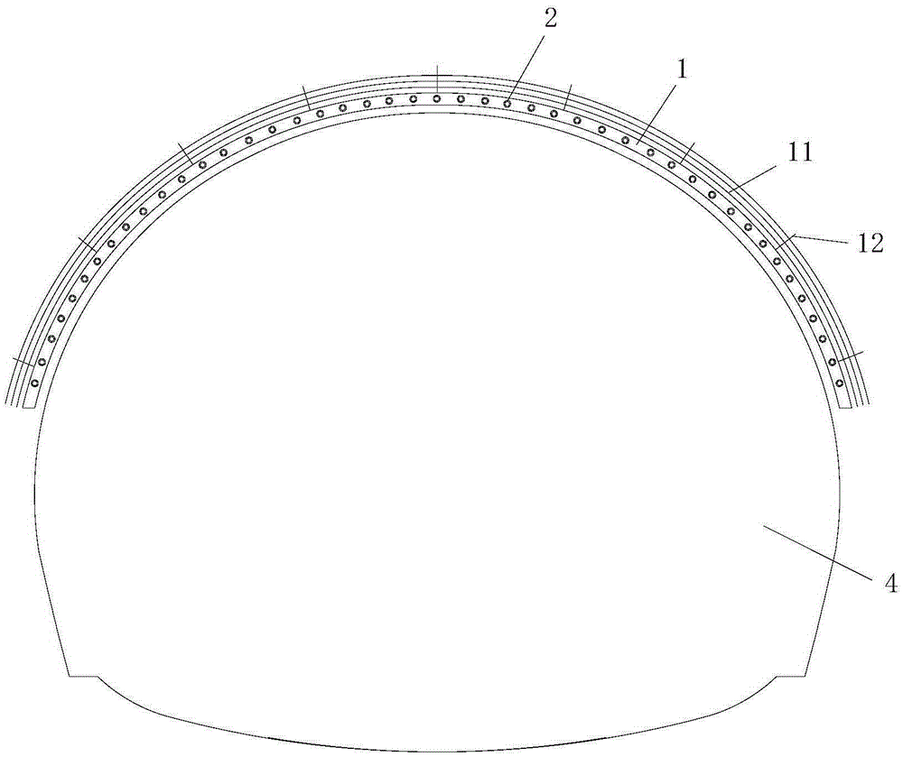 Soft and weak wall rock tunnel advance reinforced support construction method