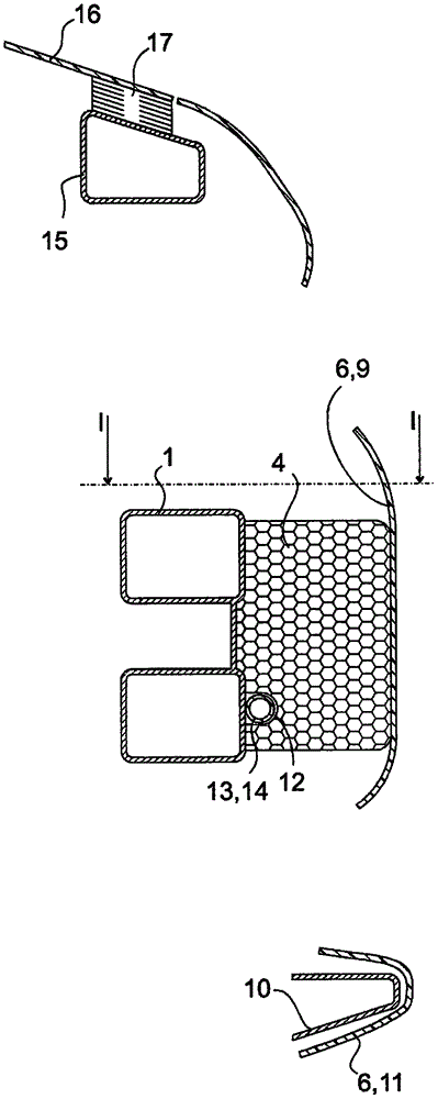 Front section for motor vehicle