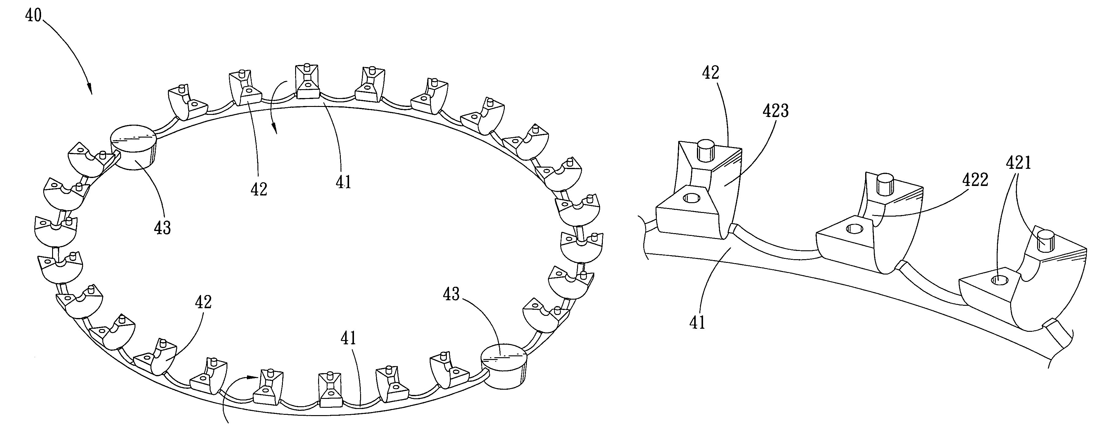 Retaining device for rolling-element