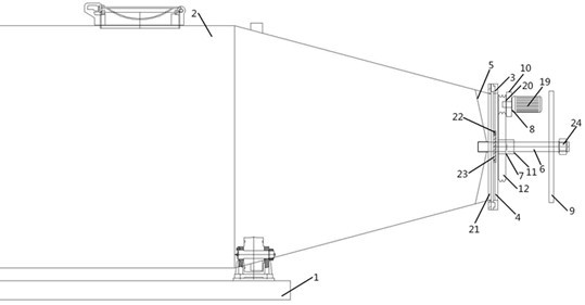 Tank body structure of tunnel concrete tank truck