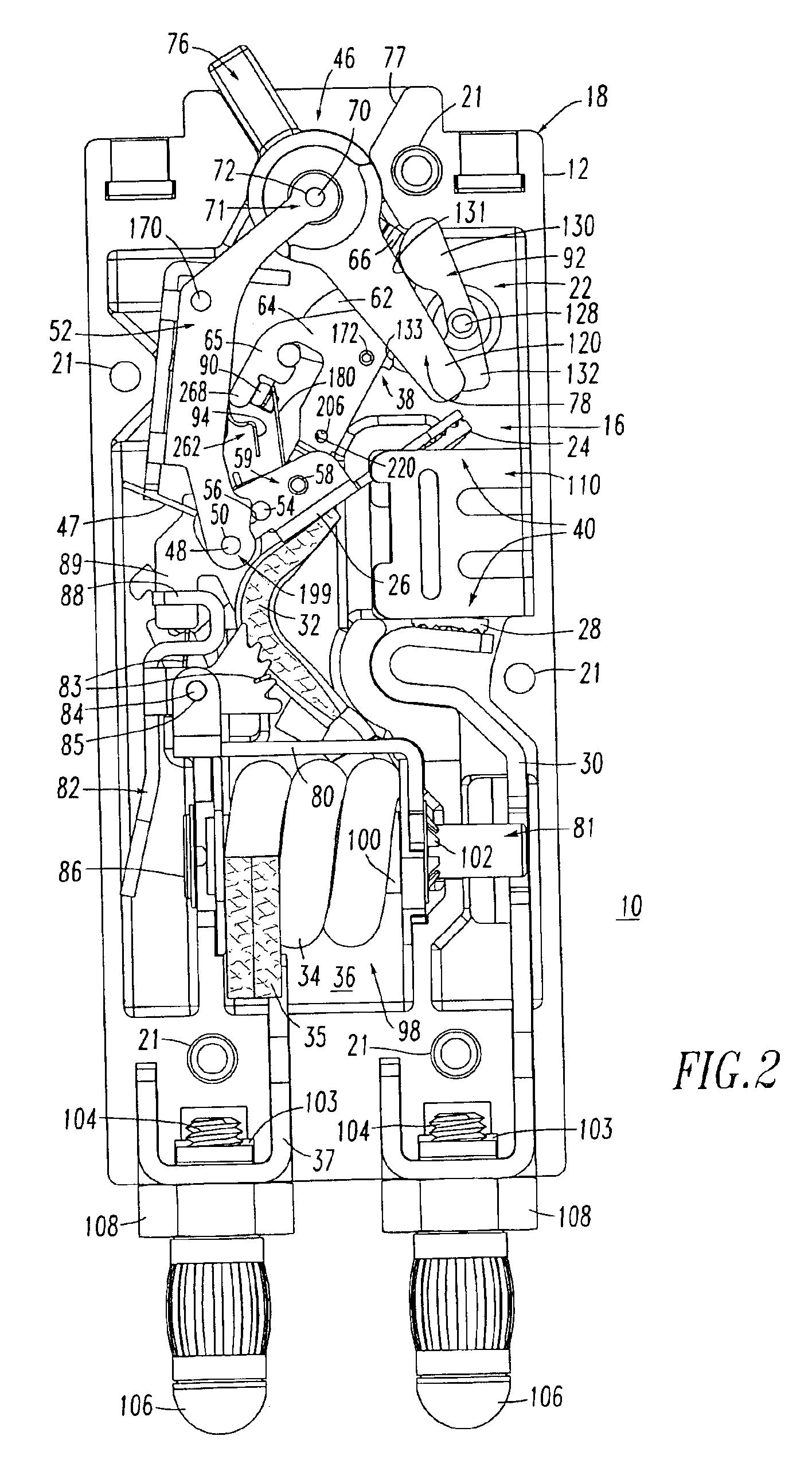 Circuit breaker including extension spring(s) between operating mechanism pivot and operating handle