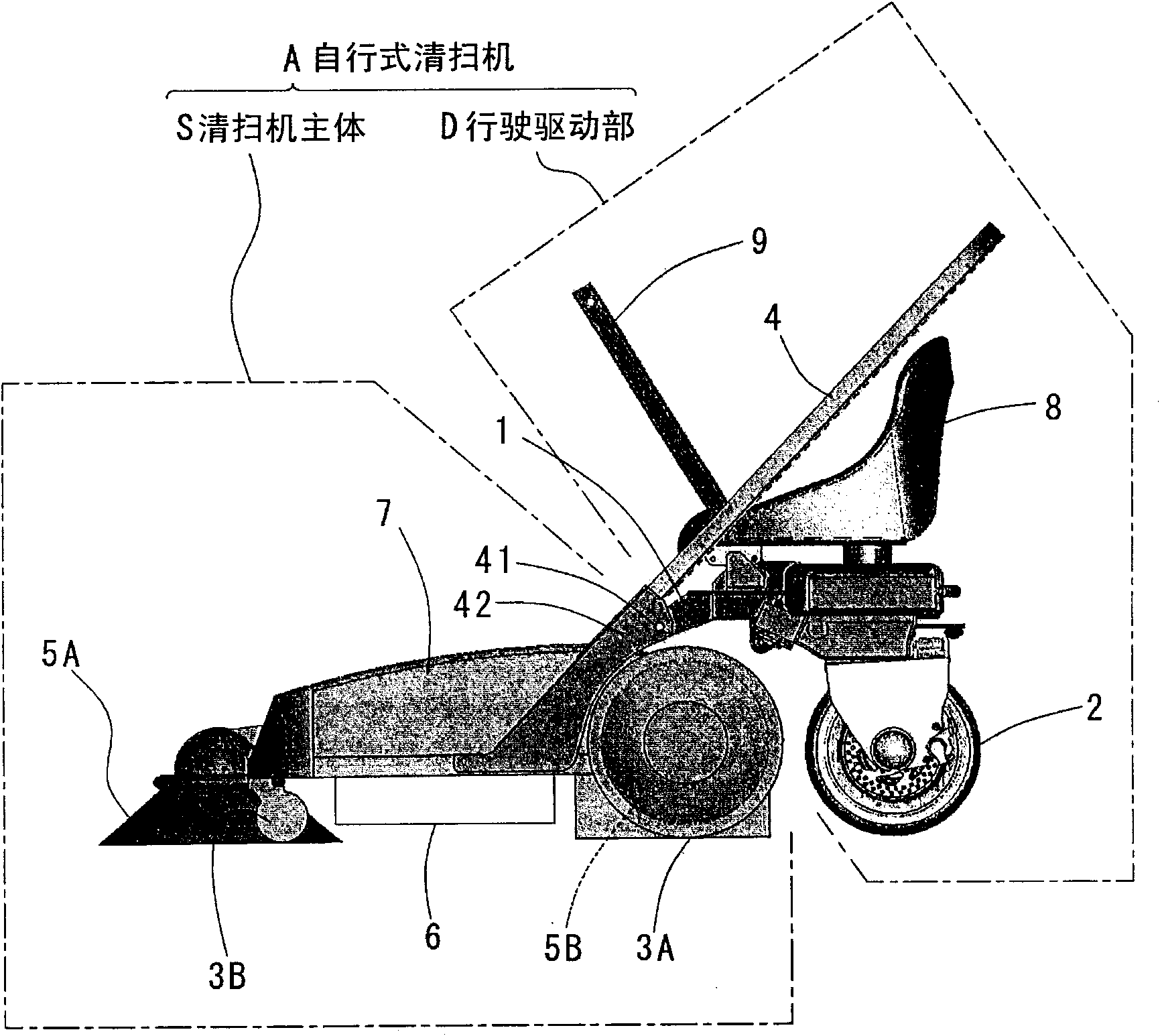 Self-propelled floor-sweeping machine