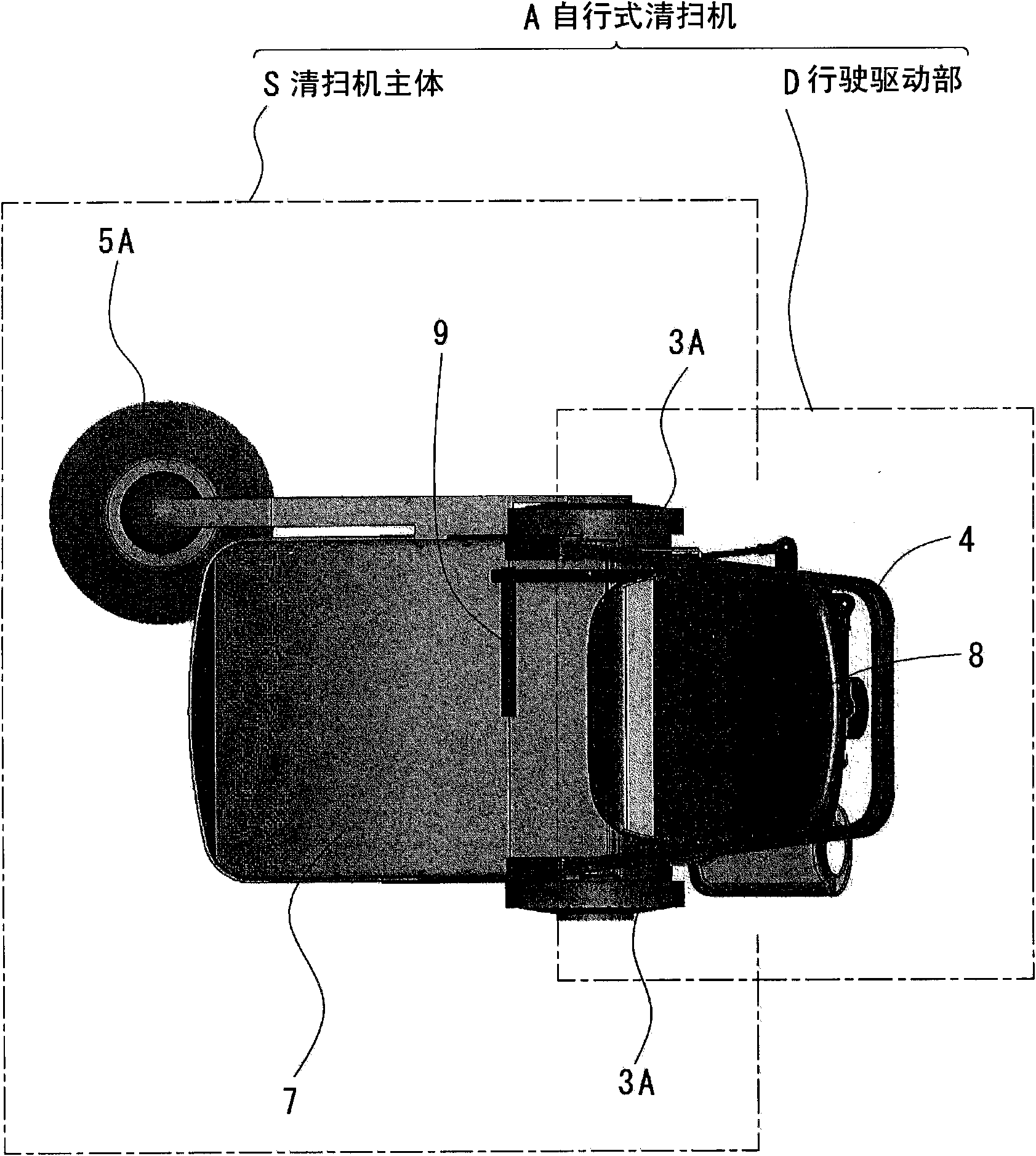 Self-propelled floor-sweeping machine