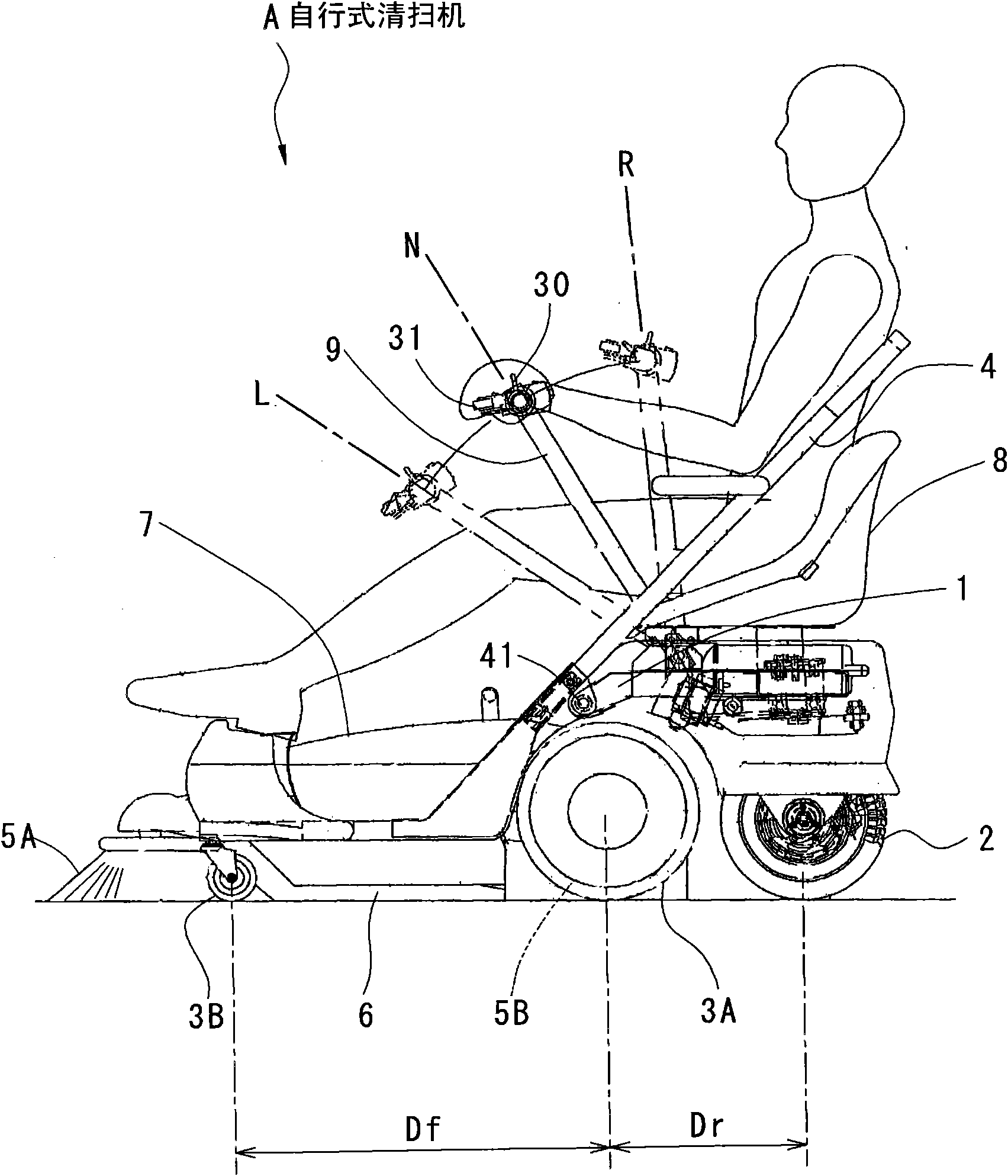 Self-propelled floor-sweeping machine