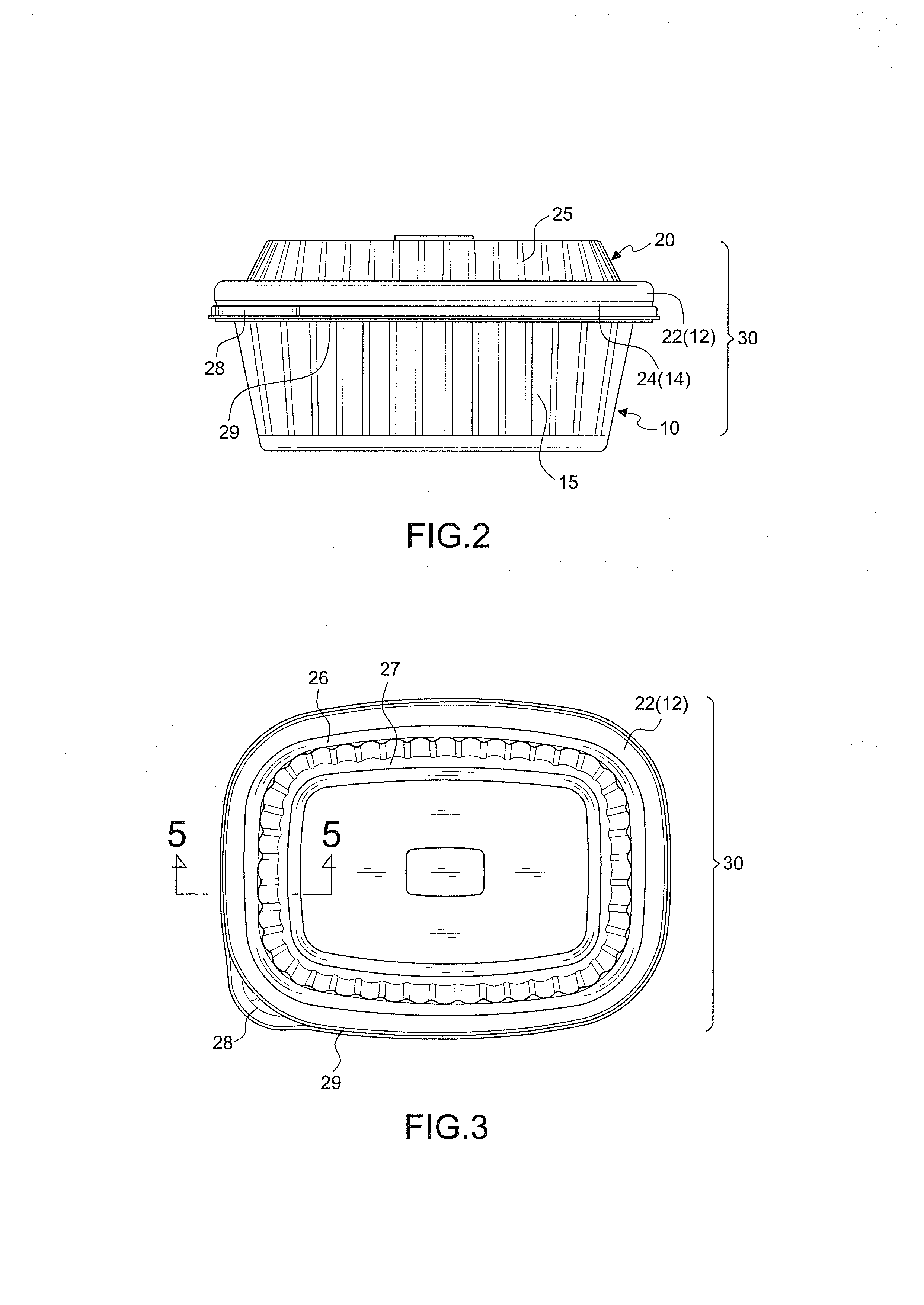 Rectangular food container with double sealing structure