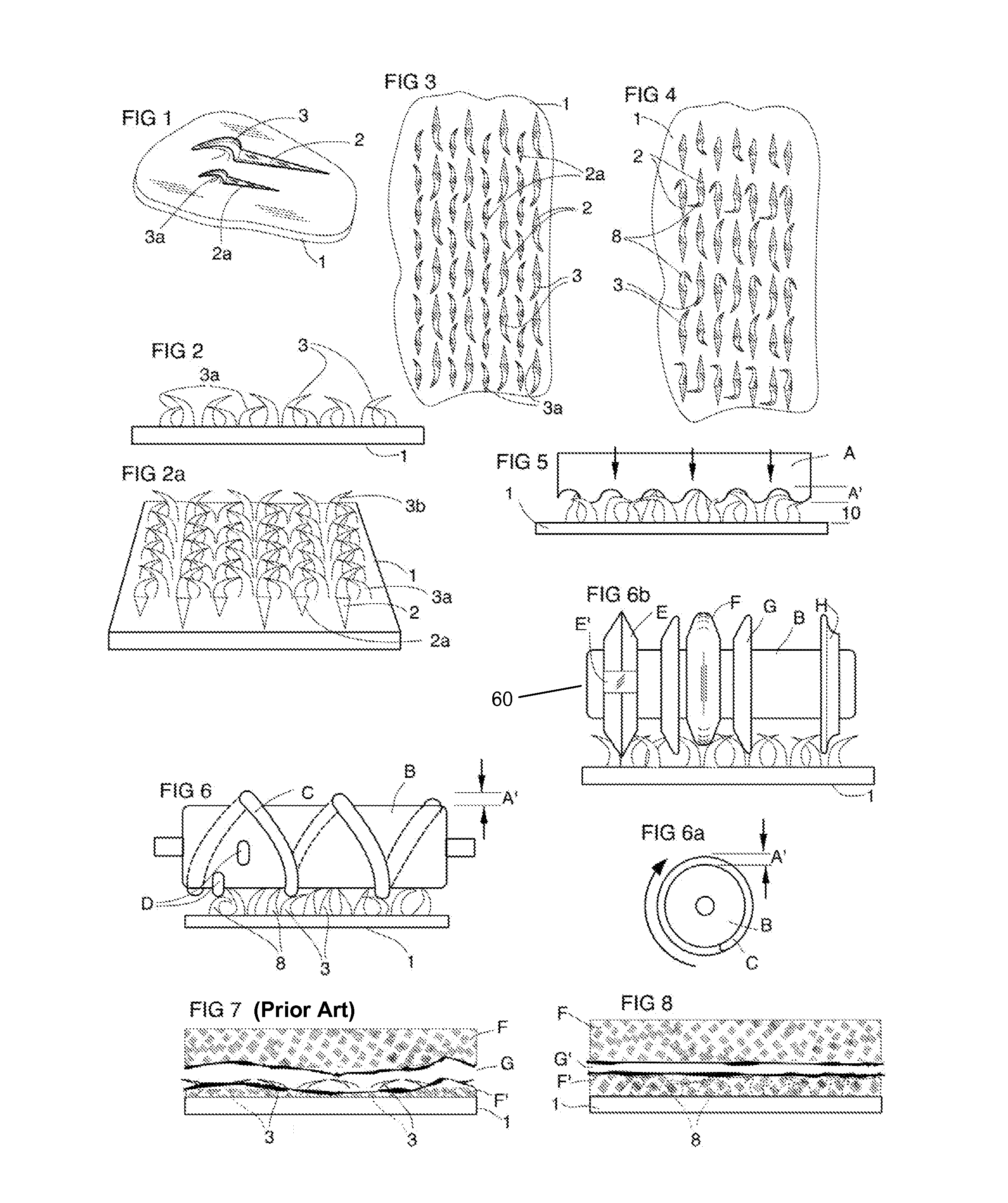 Material with variable height barbs