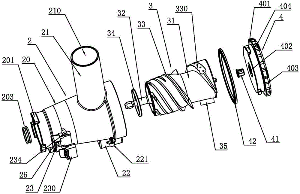 Squeeze type juicing machine simple in structure