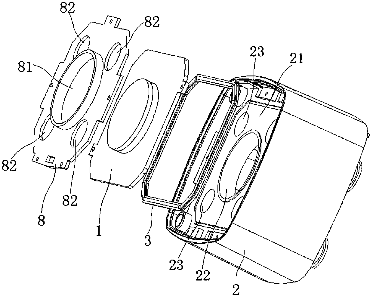 Front cylinder assembly, camera with front cylinder assembly and monitoring system with camera