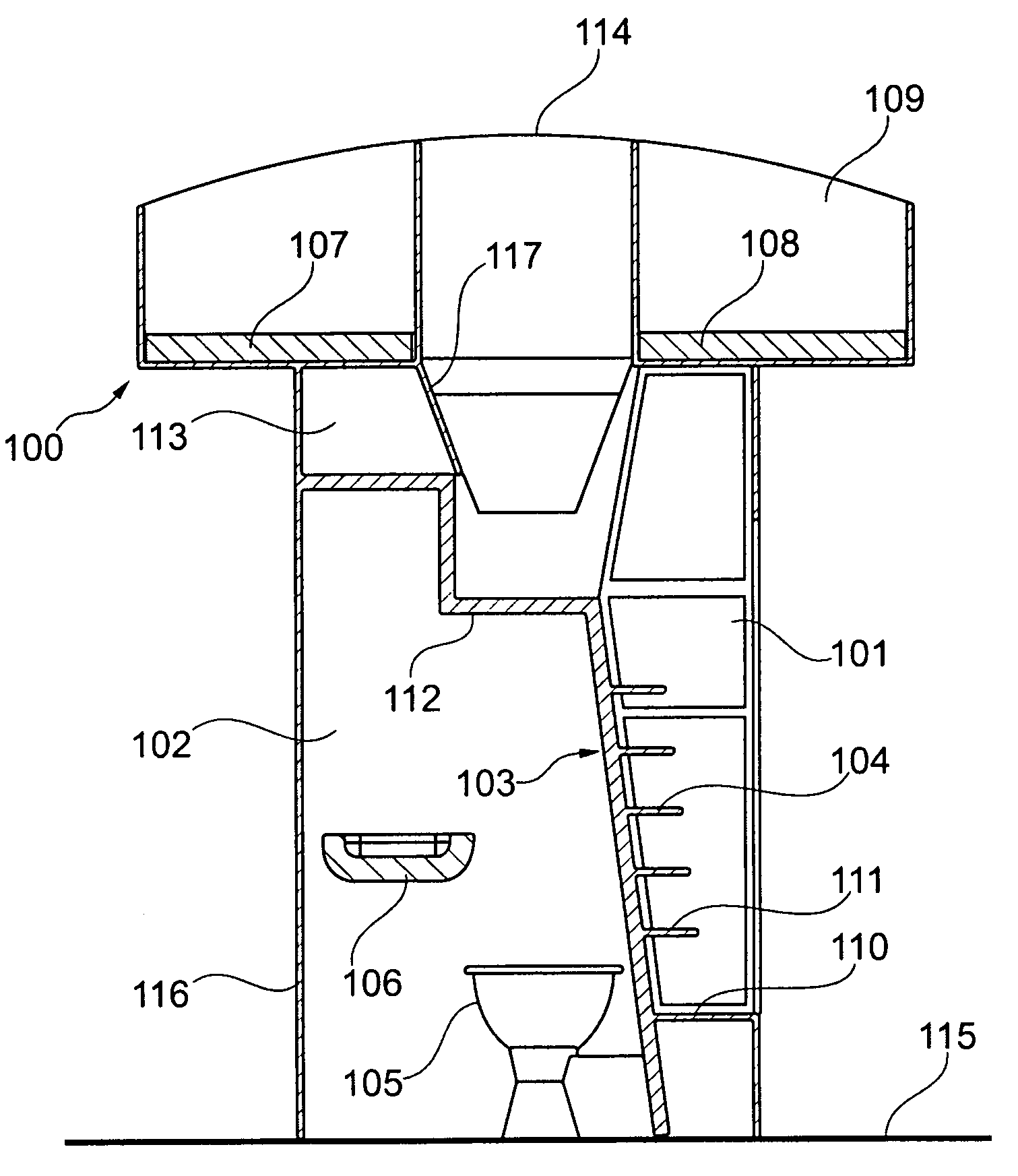 Combined staircase and lavatory module for an aircraft