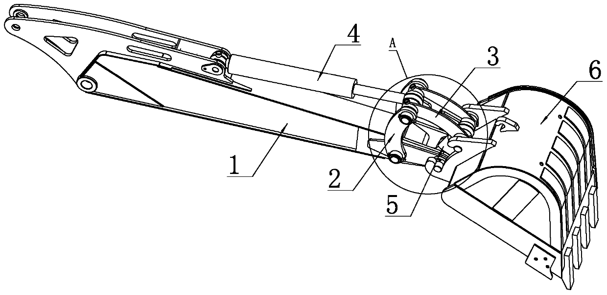 Connection structure applied between bucket rod and executive part of excavator