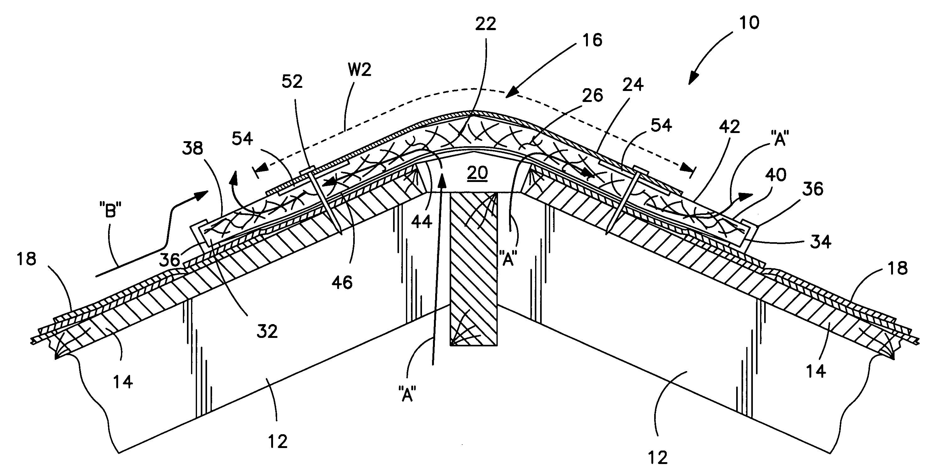 Rollable roof ridge vent having baffles