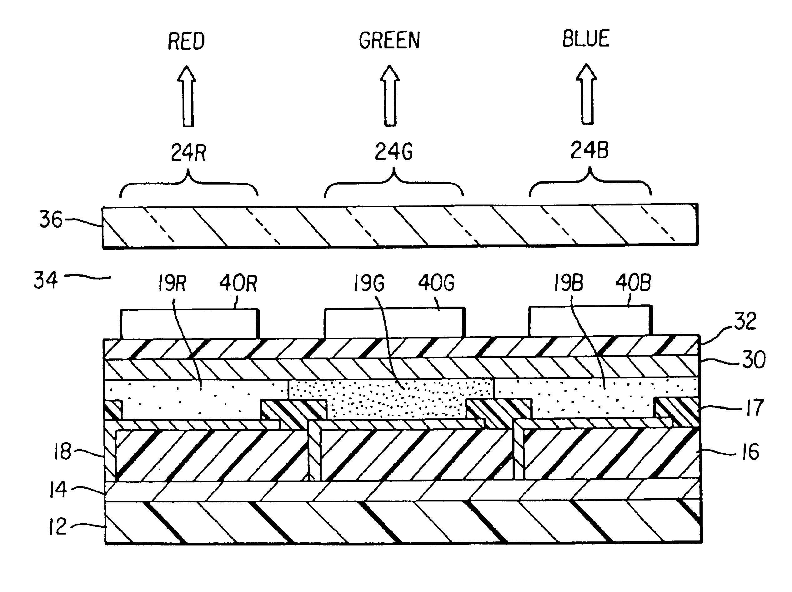 Oled display having color filters for improving contrast