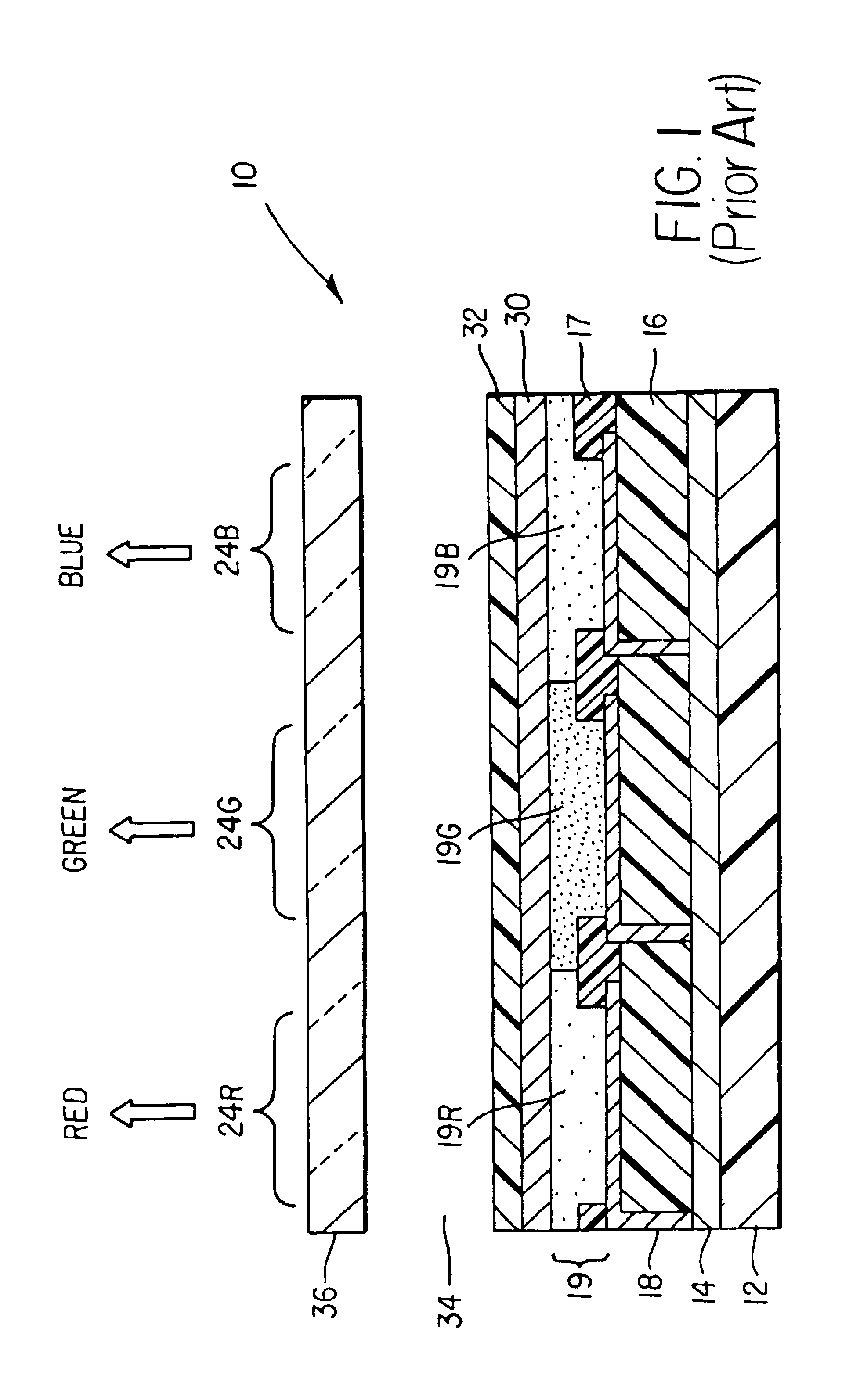 Oled display having color filters for improving contrast