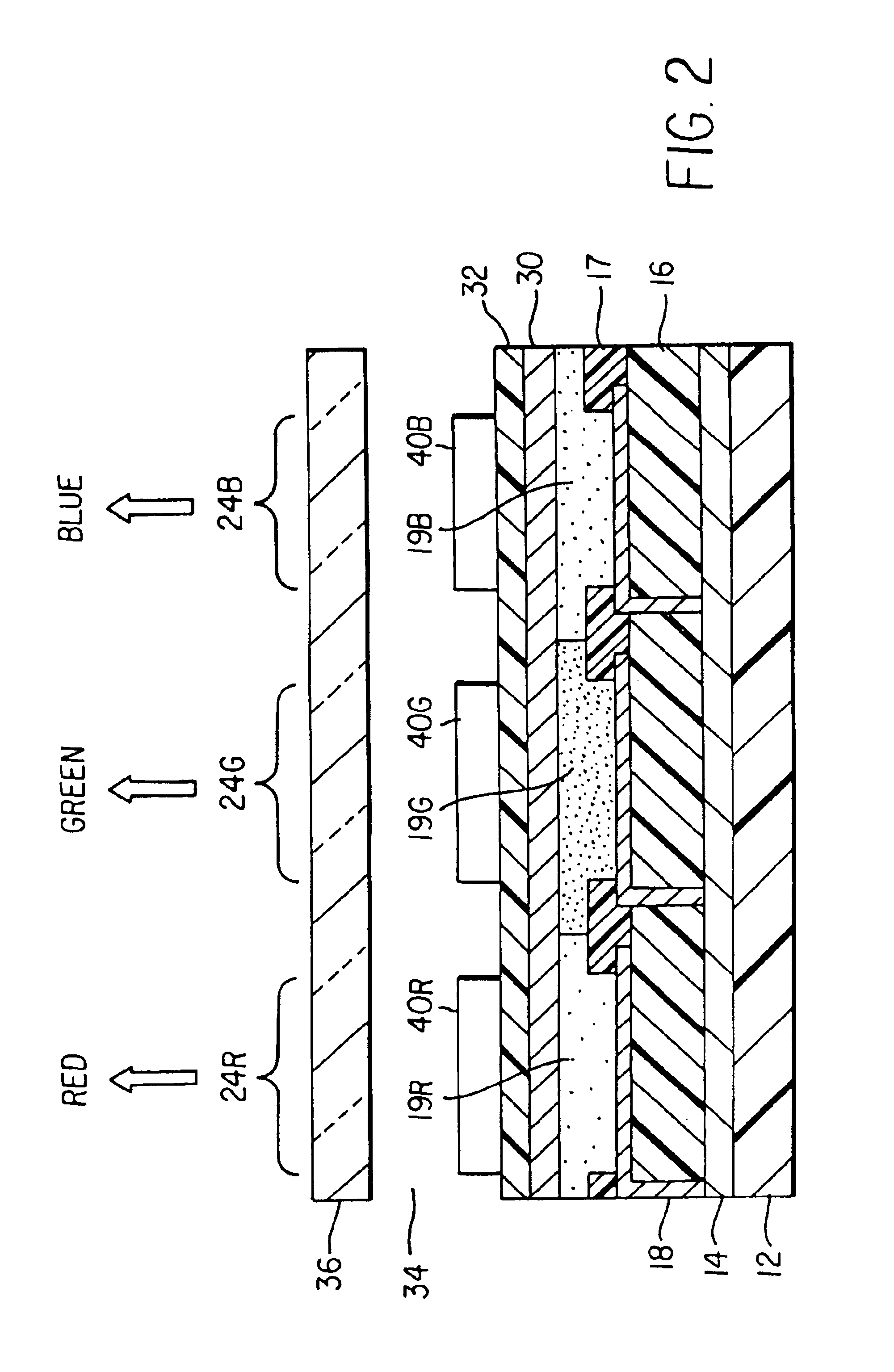 Oled display having color filters for improving contrast