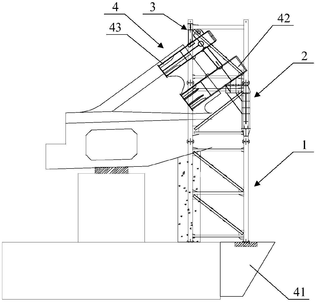 Bridge arch foot support device and its construction method