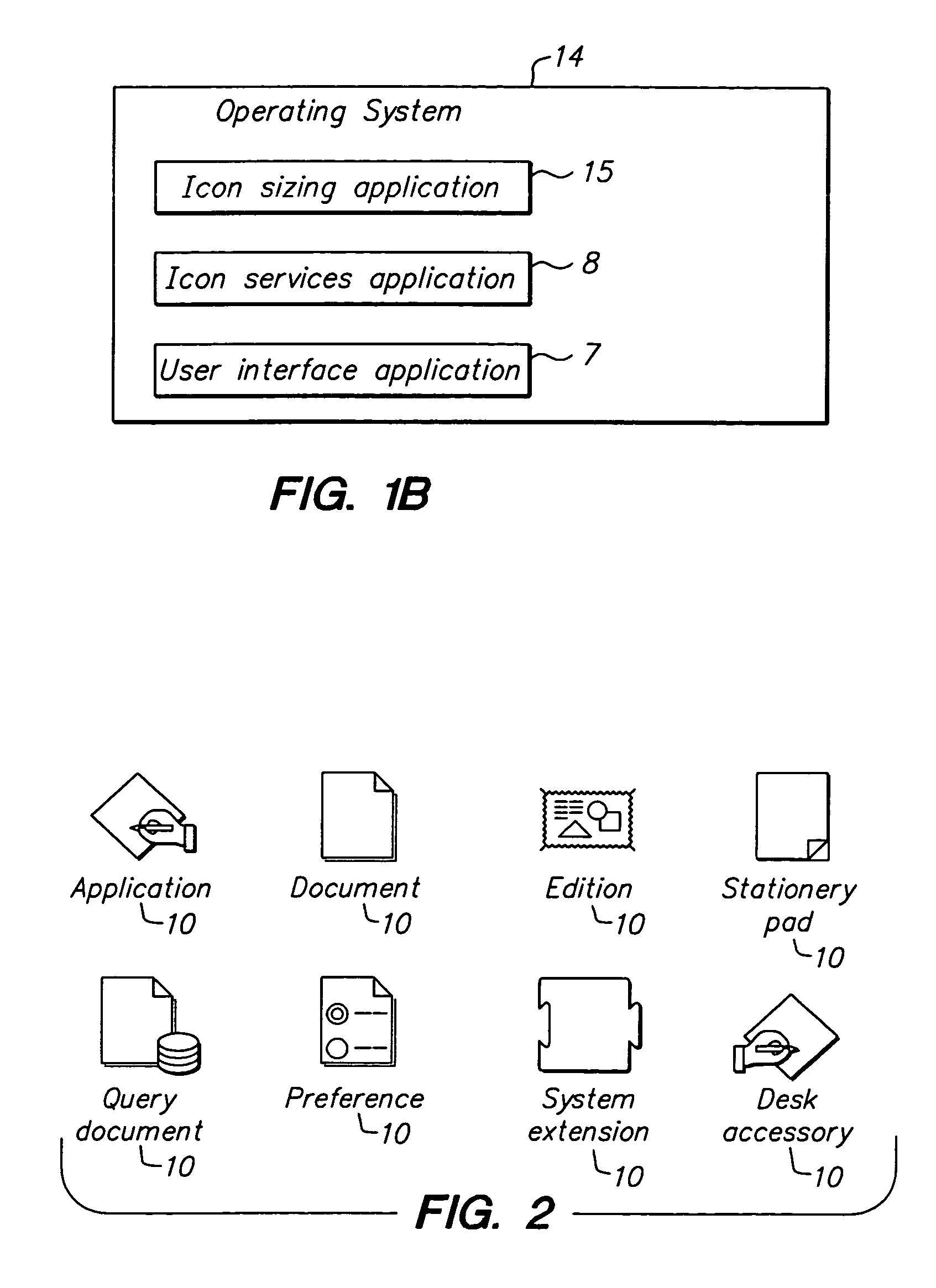 Graphical user interface for computers having variable size icons