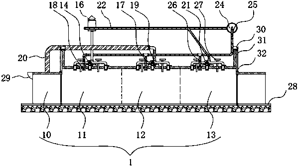 Tunnel type hot air drying furnace comprehensively utilizing heat energy