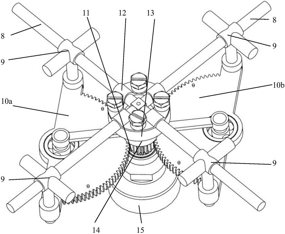 Cross slide block type four-branched-chain three-translation and one-rotation high-speed parallel manipulator