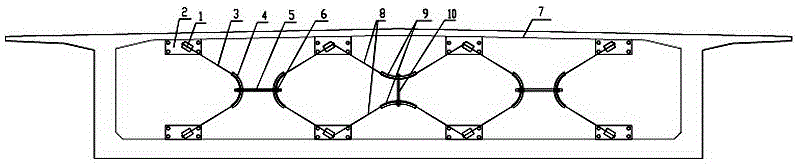 Novel external prestressing strengthening device and construction method thereof