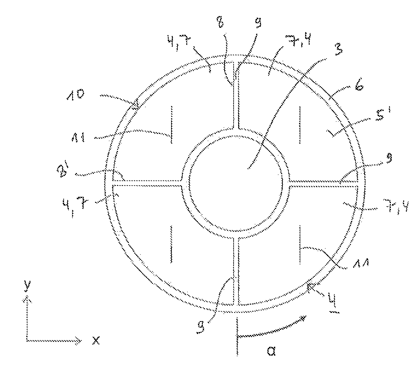 Measuring element, measuring body and measuring arrangement for measuring a force, and use of such a measuring body