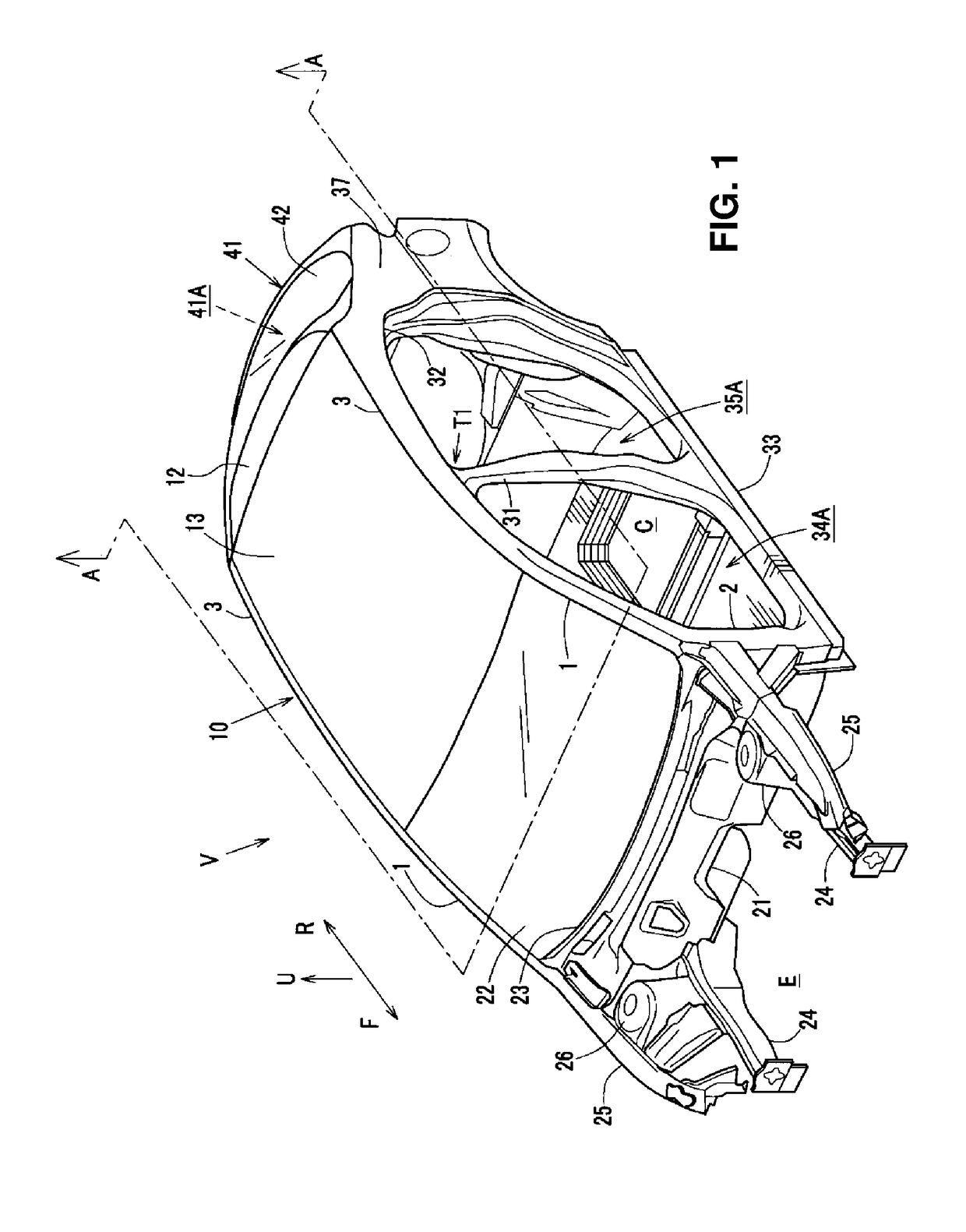 Upper vehicle-body structure of vehicle