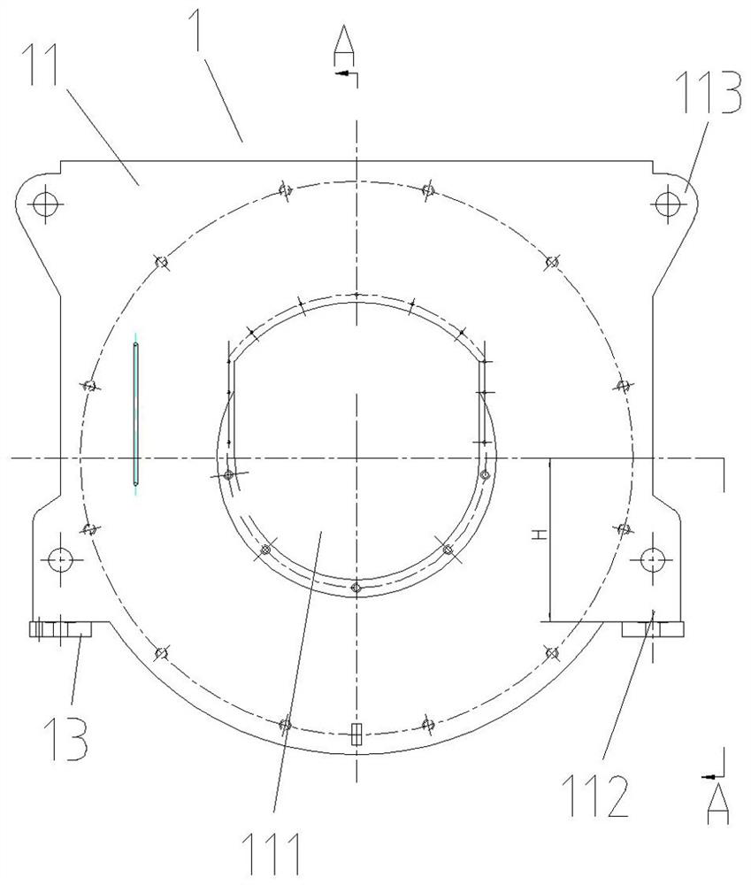 Combined synchronous generator base and machining method thereof