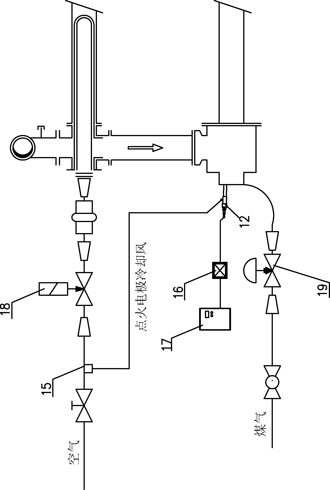 Ignition electrode suitable for multiple radiant tube burners