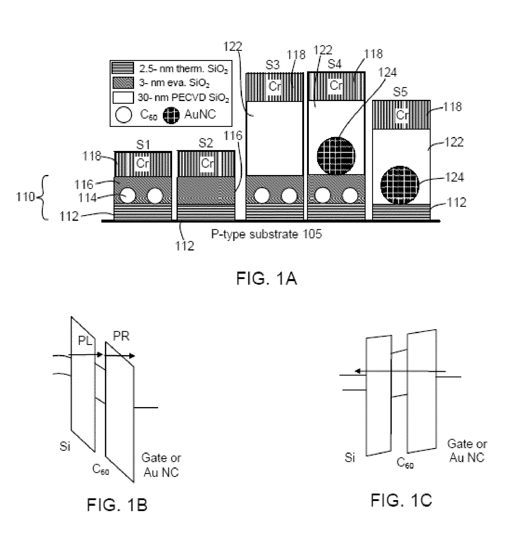 Nonvolatile flash memory structures including fullerene molecules and methods for manufacturing the same