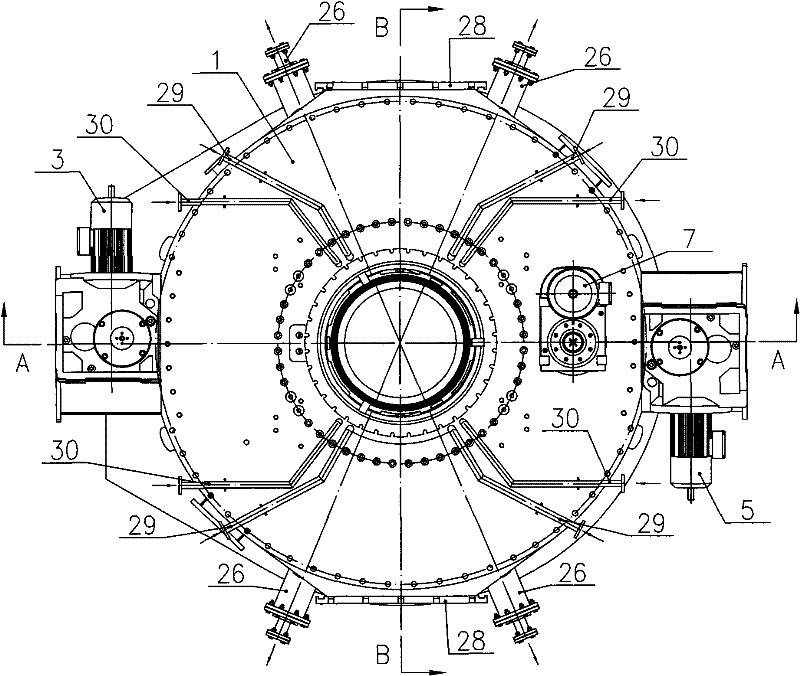 Blast furnace roof material distributing device