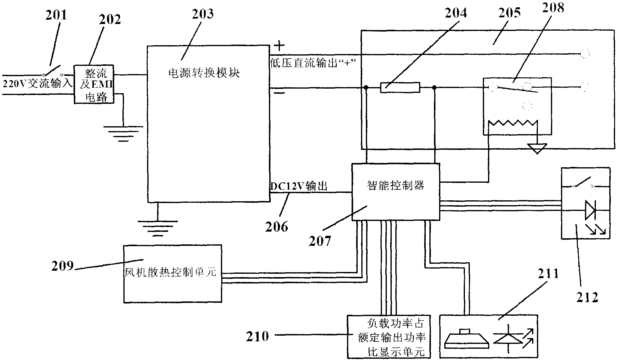 Low-power illuminating system with LED (light-emitting diode) lamps