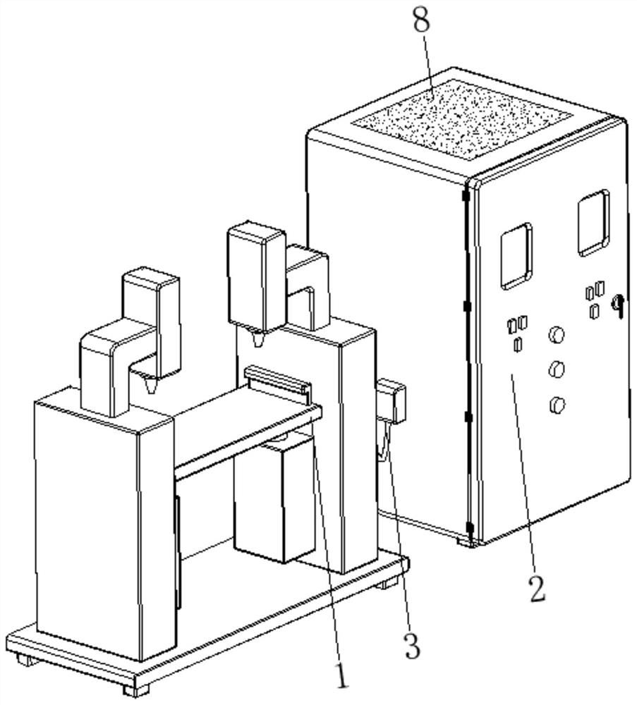 Transformer cooling fin spot welding machine