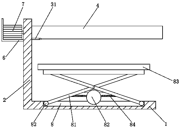 Glass blanking working table body adjusting device for tempered glass production