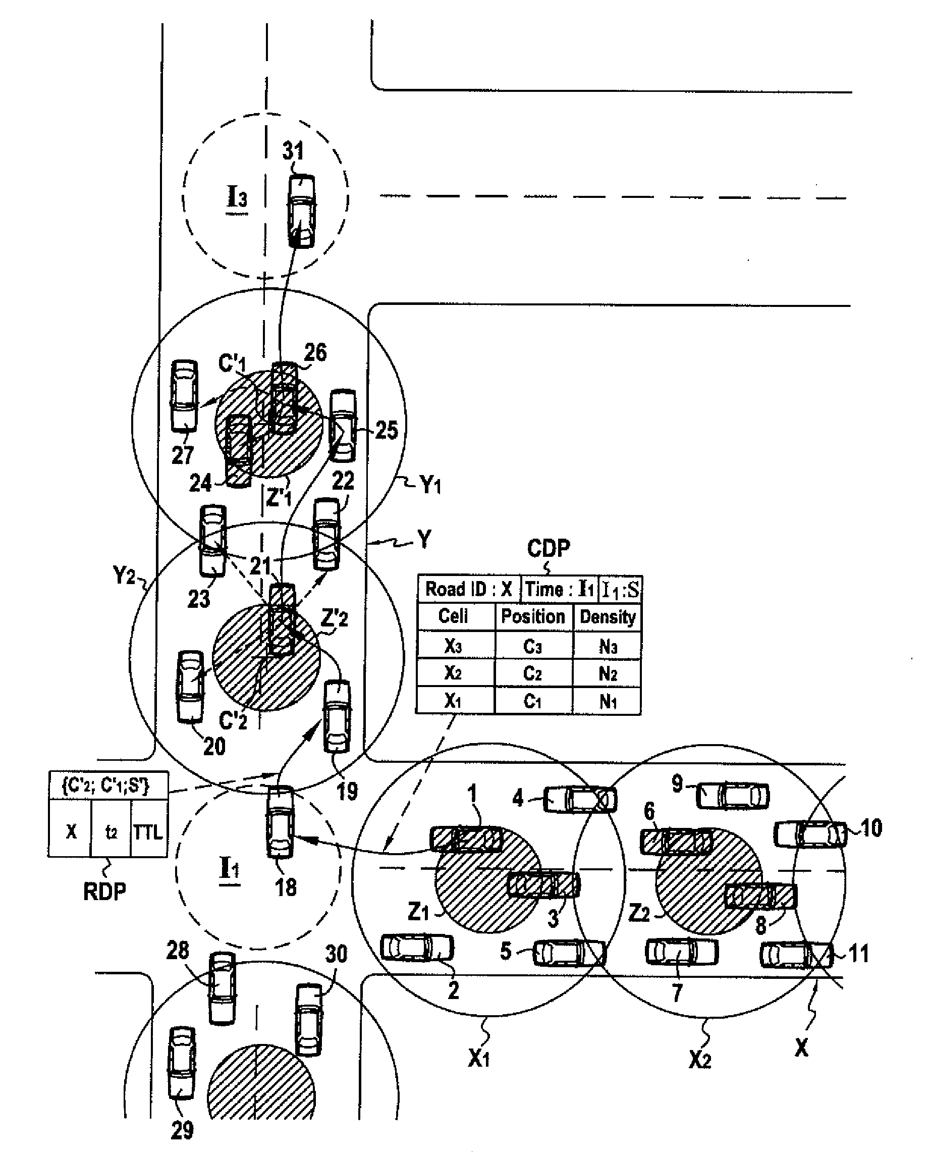 Method for Estimating and Signalling the Density of Mobile Nodes in a Road Network