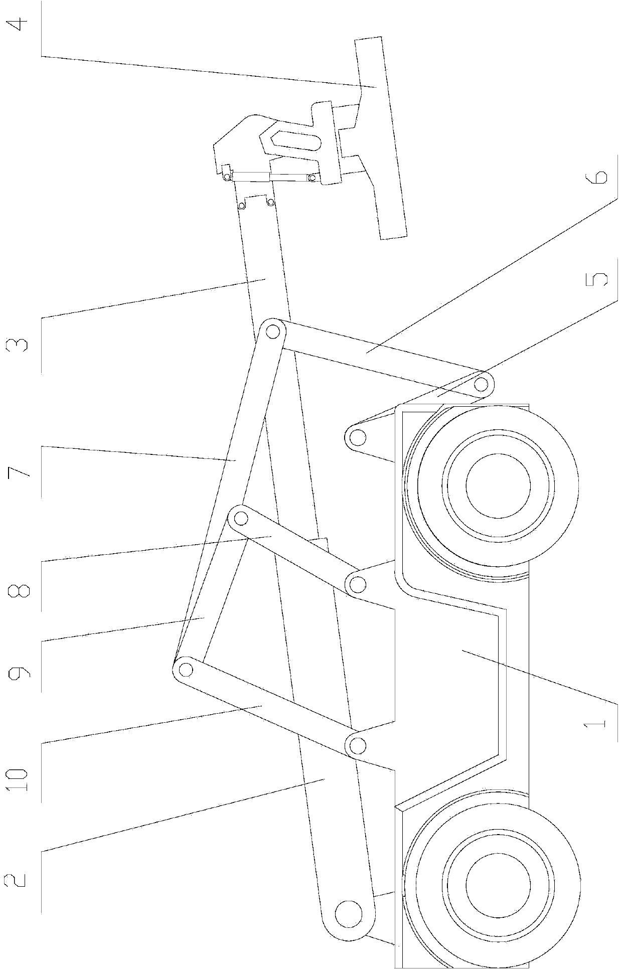 Plane two-freedom-degree nine-rod closed-chain type reach stacker