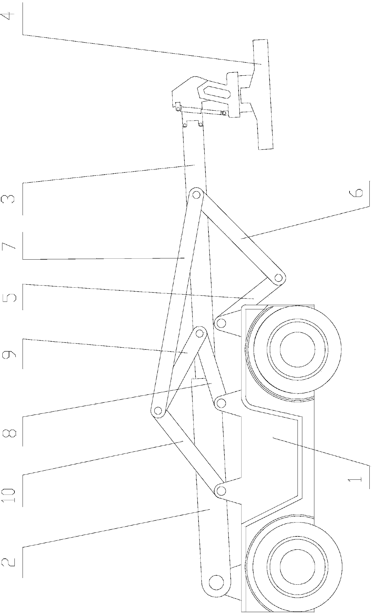 Plane two-freedom-degree nine-rod closed-chain type reach stacker