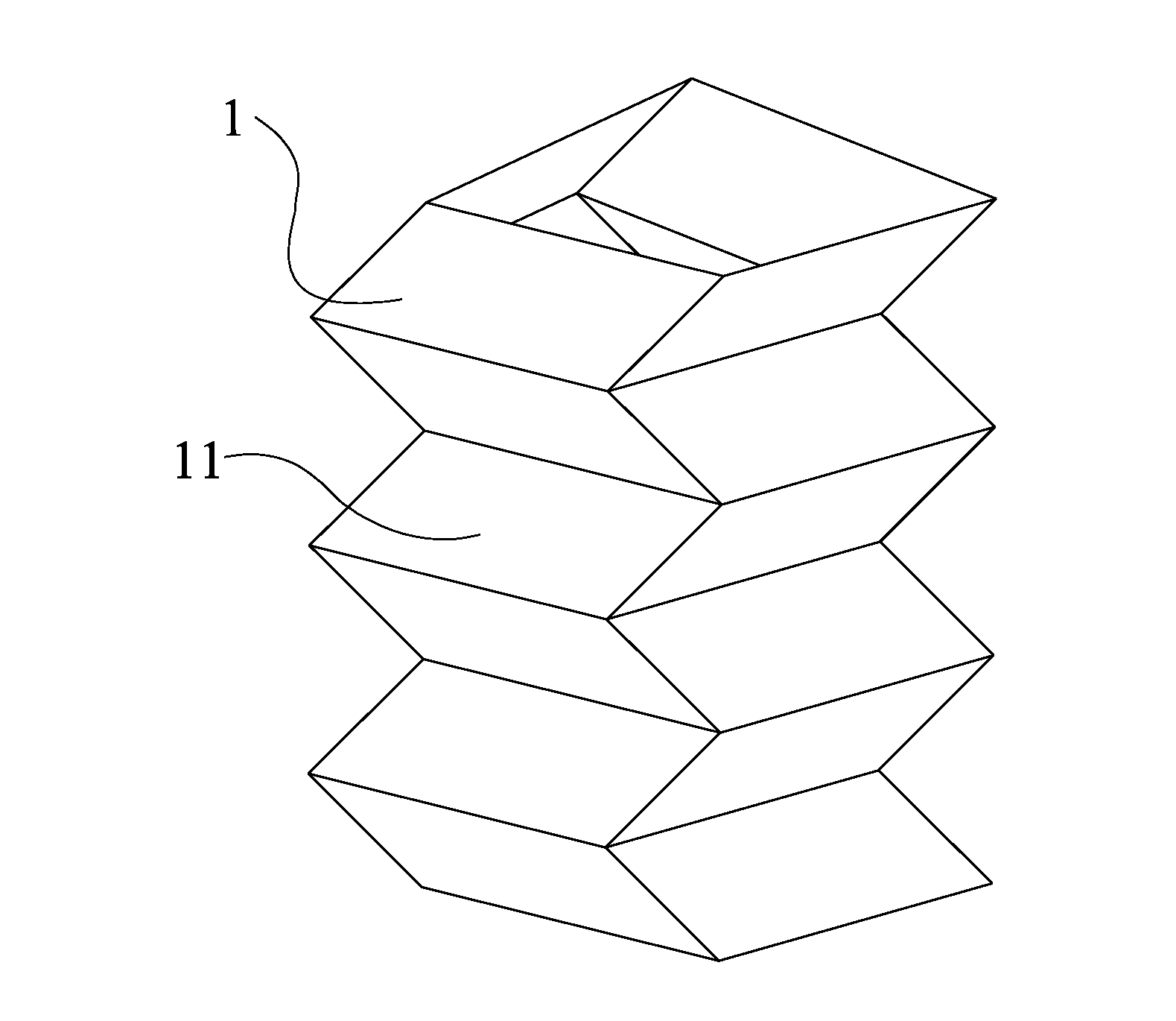 Foldable tubular element with one rigid degree of freedom