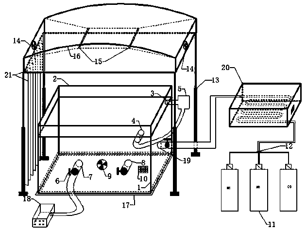 Indoor and outdoor detection device for photocatalytic degradation of exhaust gas of road surface