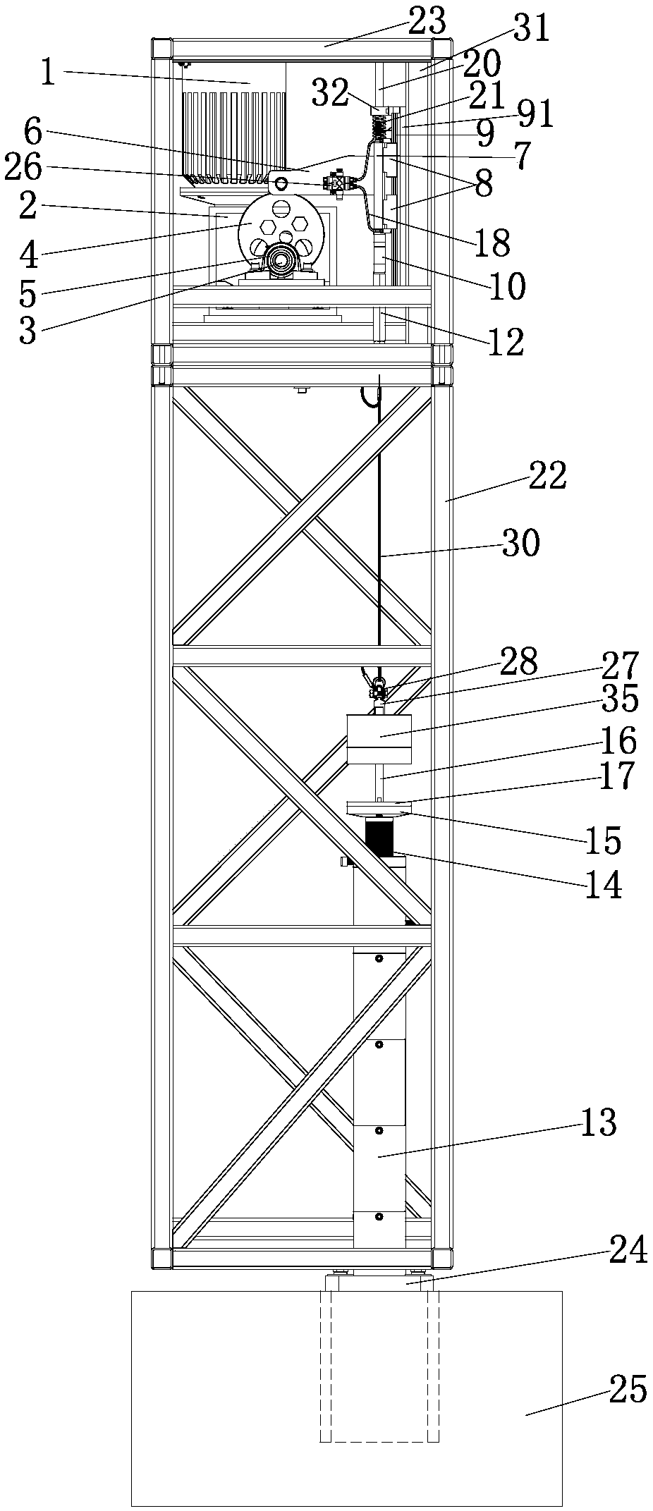 Integral dropper vibration fatigue tester