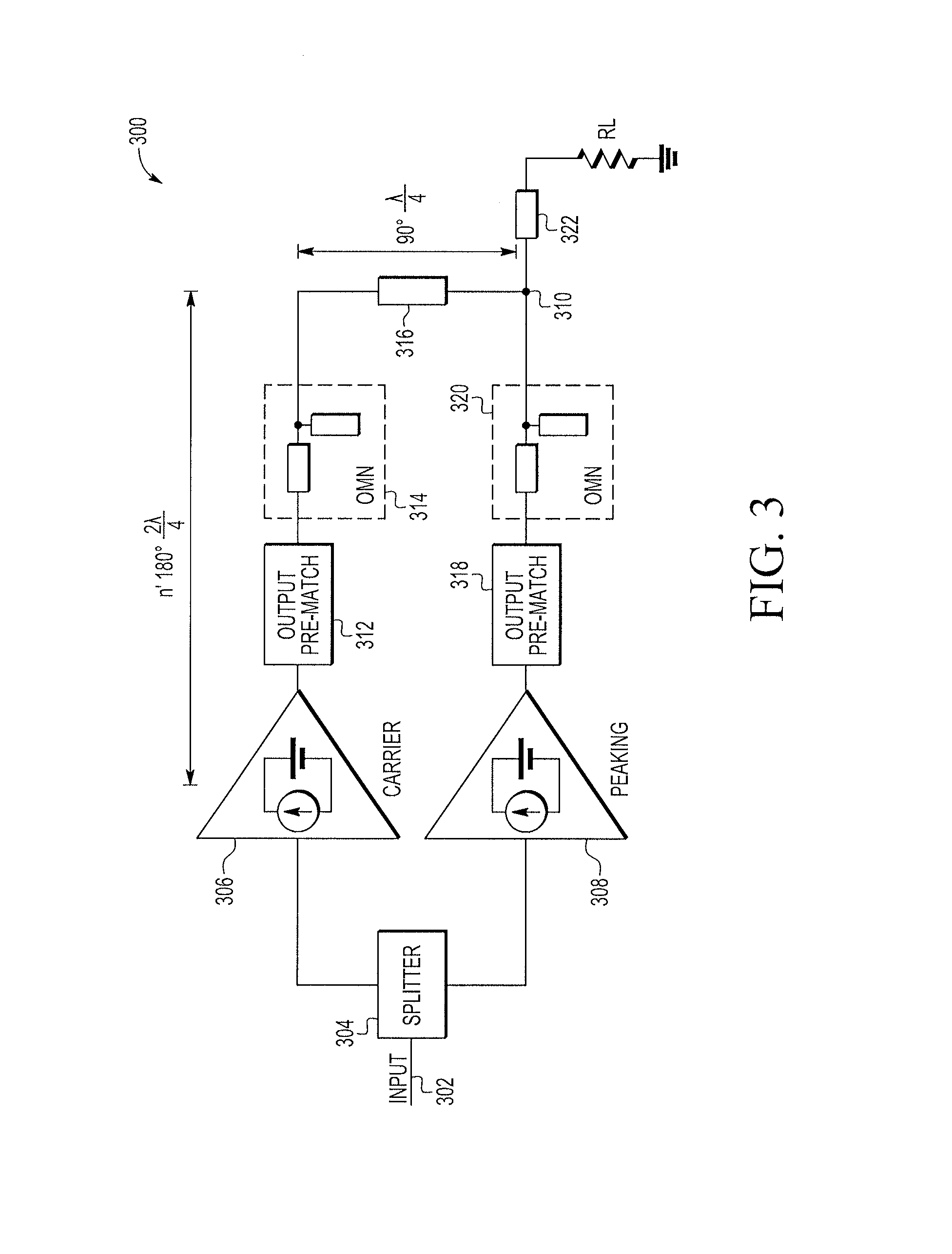 Phase correction in a doherty power amplifier