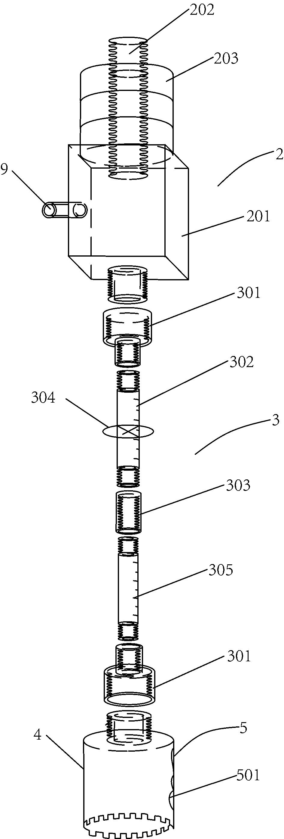 Hole-forming device and hole-forming method for water content sensor of gravel soil slope