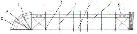 A large-span tent with a clamshell tent door