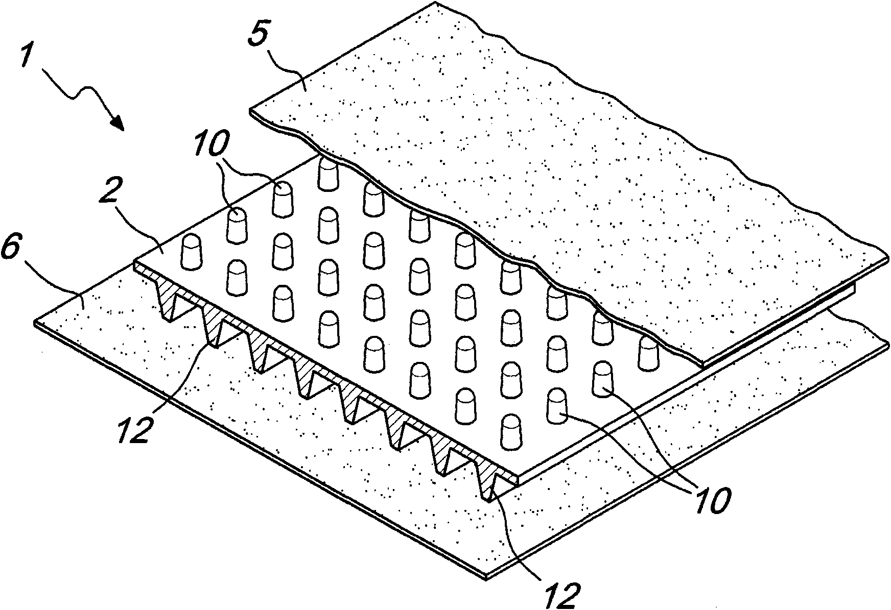 Composite for geotechnics, building and the like, with impermeable layer