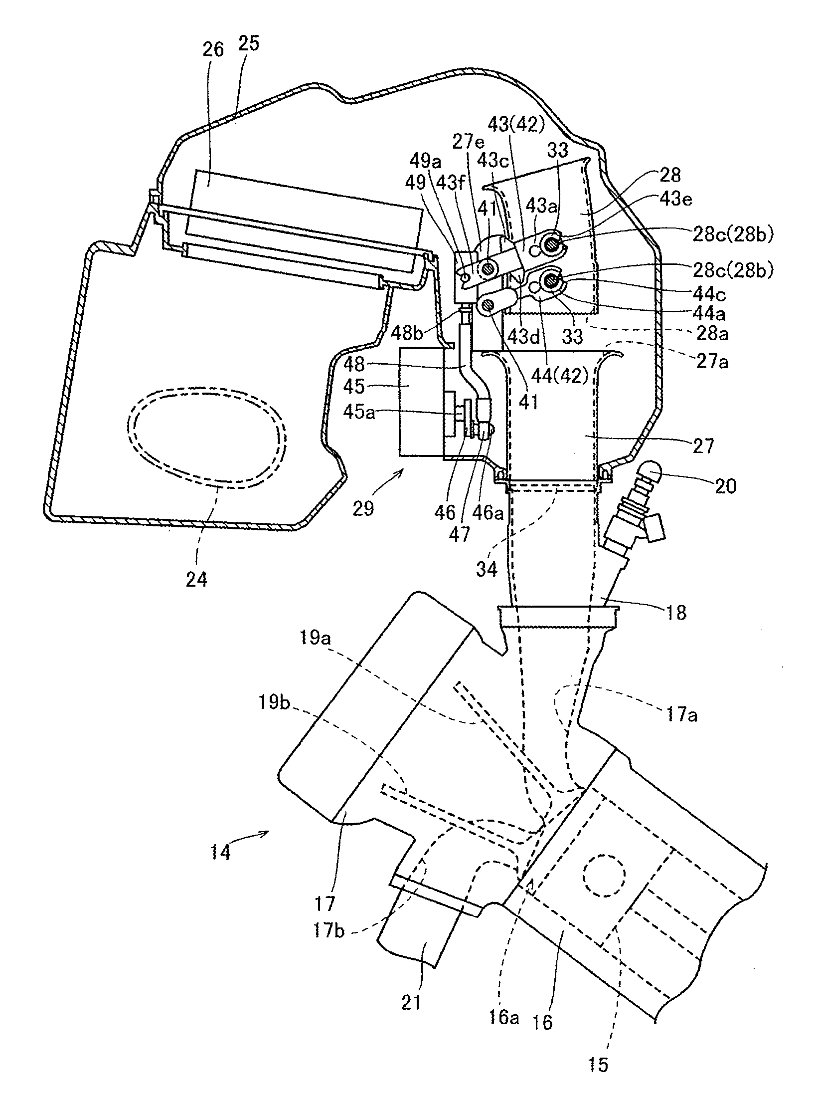 Engine air intake arrangement for a vehicle