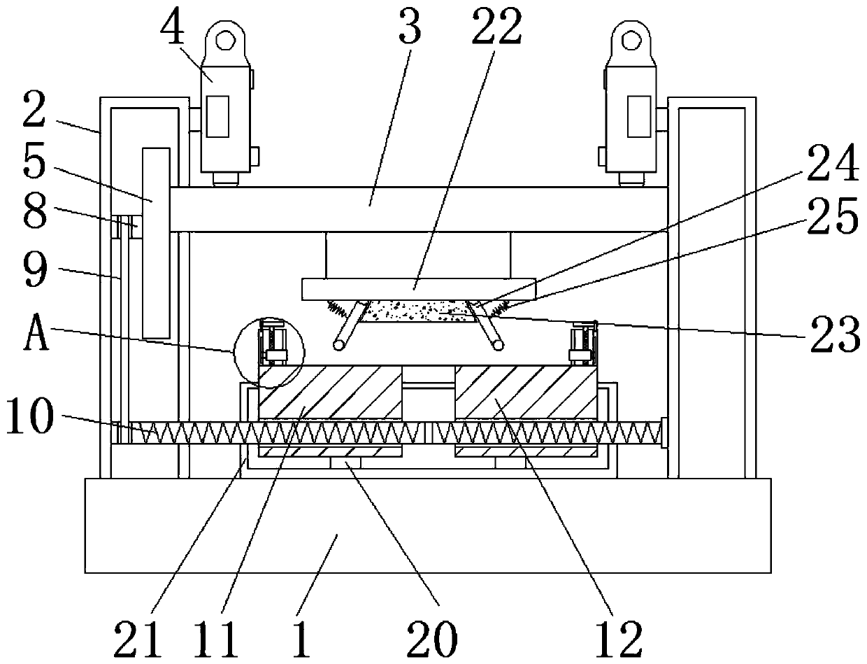 Stretching and leveling device for production of spinning cloth