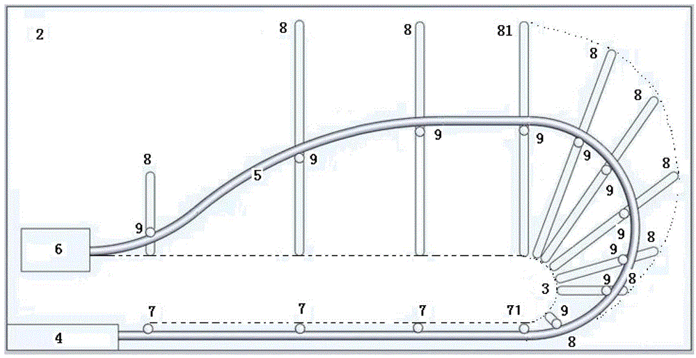 Test device for minimum bending radius of umbilical cable and usage method of test device