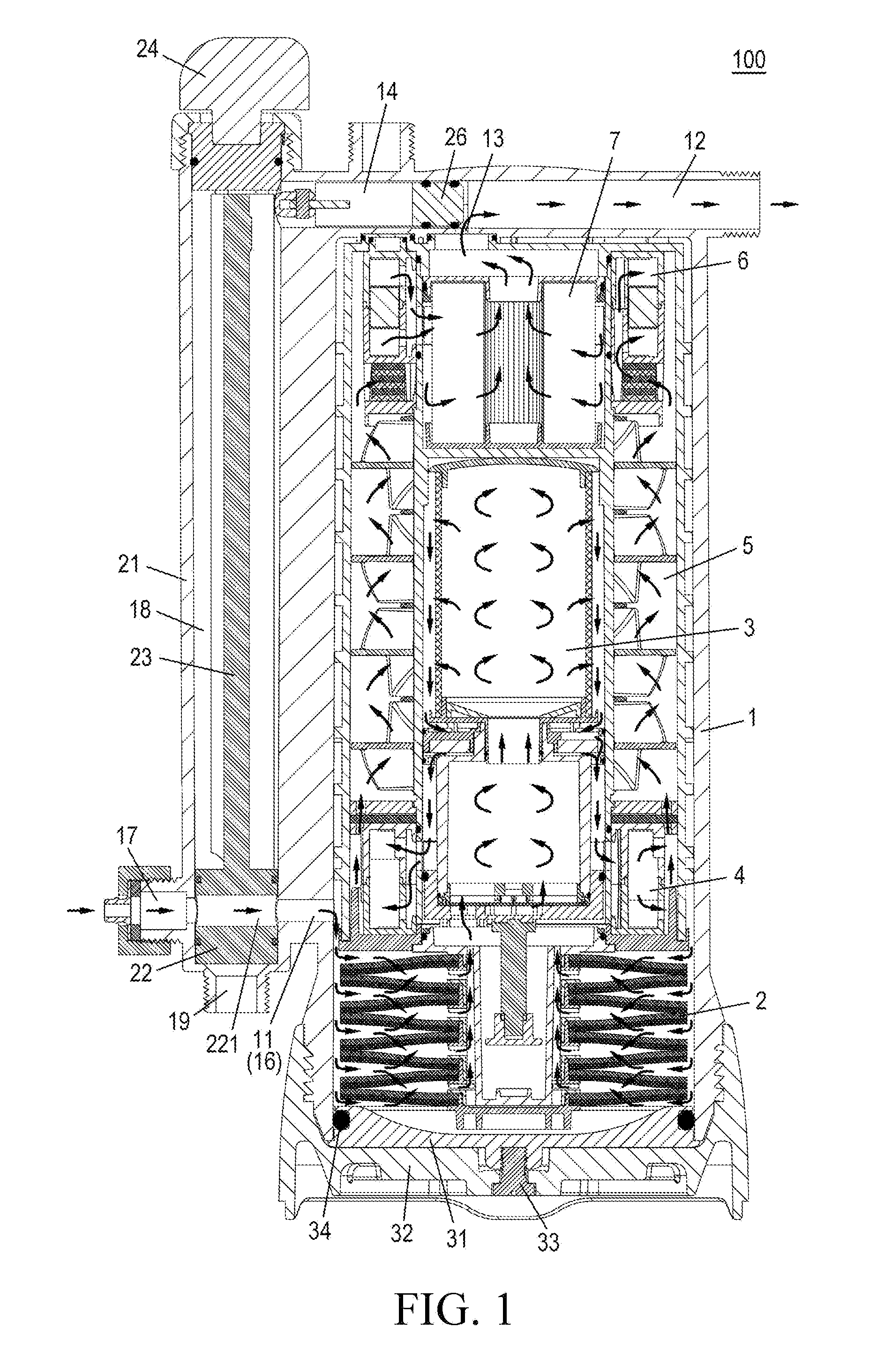 Sealing structure, fluid treatment unit, fluid treatment device and manual switching mechanism therefor